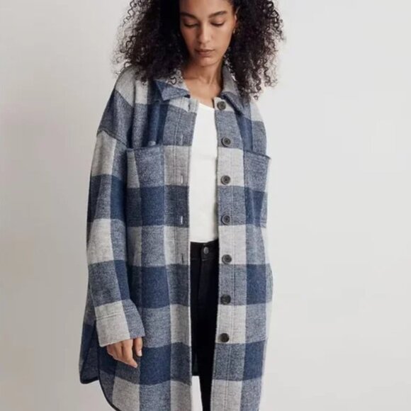 Boiled Wool Sweater Jacket in Buffalo Check Size XS - Picture 3 of 5